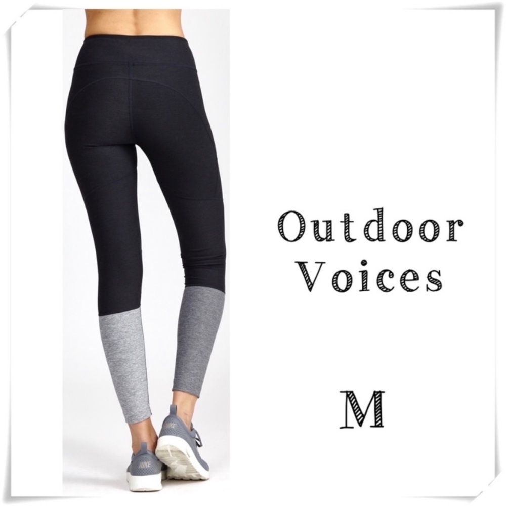 OUTDOOR Voices Dipped Warmup 7/8 Leggings Black with Gray Size M